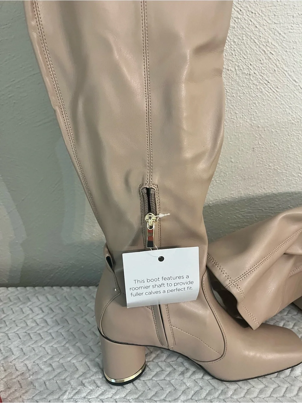 Franco Sarto Wide Calf Over-the-Knee Square-Toe Boots in Taupe